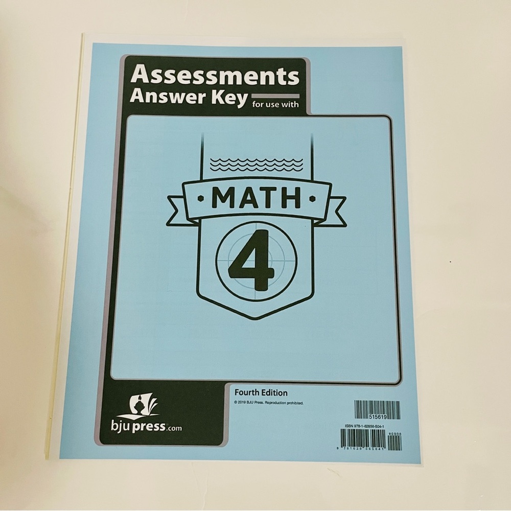 BJU Press Grade 4 Homeschool Math Assessment and Answer Keys